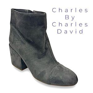 Charles By Charles David Quincey Gray Textile Ankle Boots Heels Size 7.5 M Used
